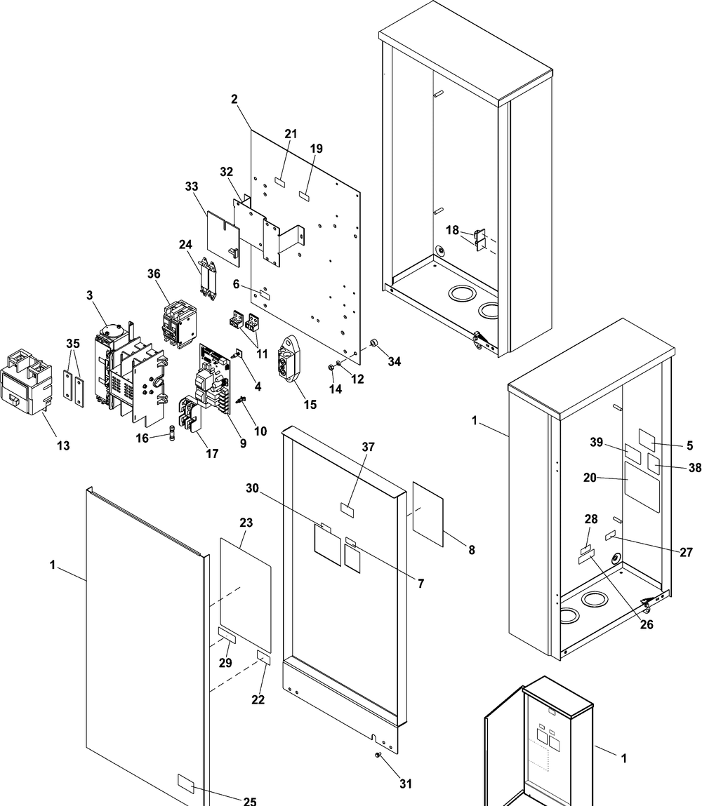 Transfer Switch - Hinged Enclosure Diagram and Parts List for 071069-00  Briggs and Stratton Generator
